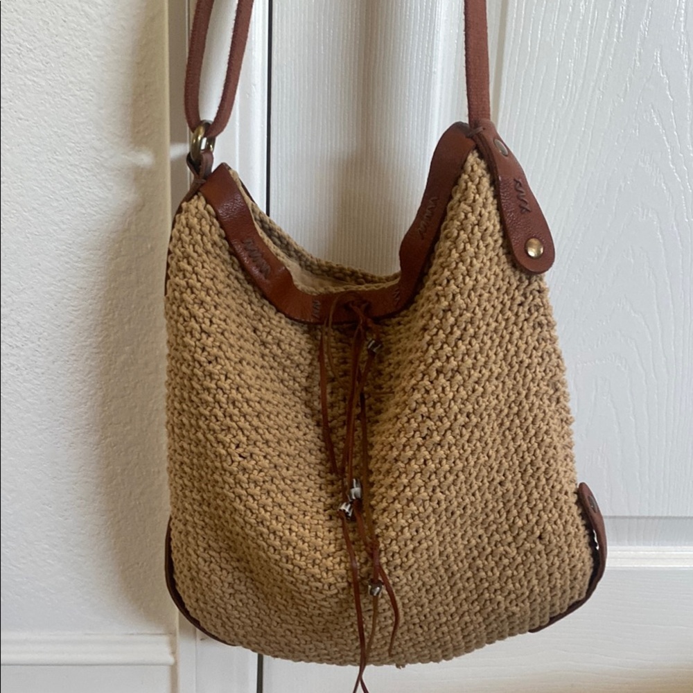 Lucky Brand Brown Leather Trim Shoulder Bag